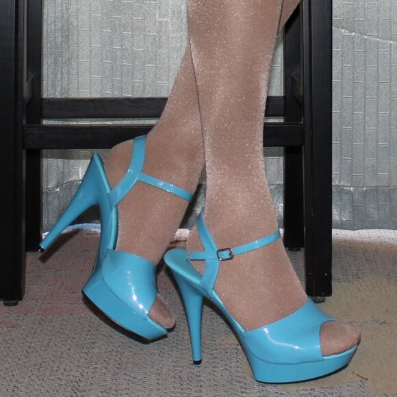 Teal Blue Platform Stiletto Sandals Size 11 - Picture 2 of 13